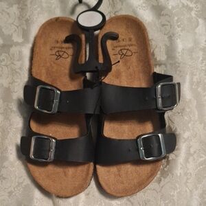 Women's Black Double Buckle Sandals